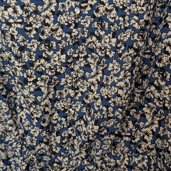 Dalia Blue and White Floral Wrap Long-Sleeve Dress - Picture 2 of 6